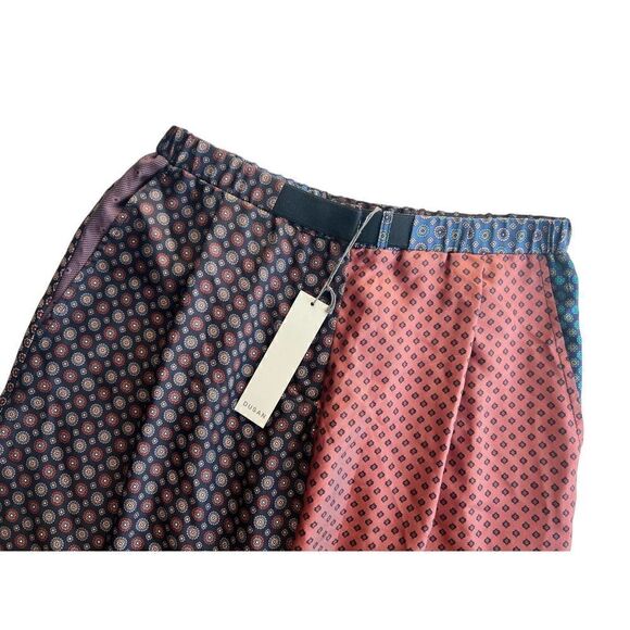 DUŠAN Italian 100% Silk Patchwork Flared Trousers In Blue Retails $832 - Picture 8 of 14